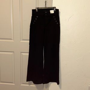 EXPRESS | Black High-Rise Flared Jeans | Back Pockets | Button Detail | Size 12L